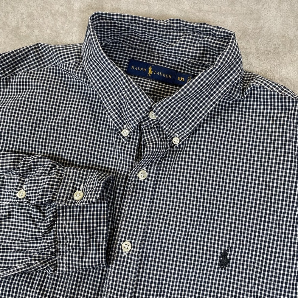 Polo Ralph Lauren Shirt Mens Oxford Button Front 2XL Black Gingham Check